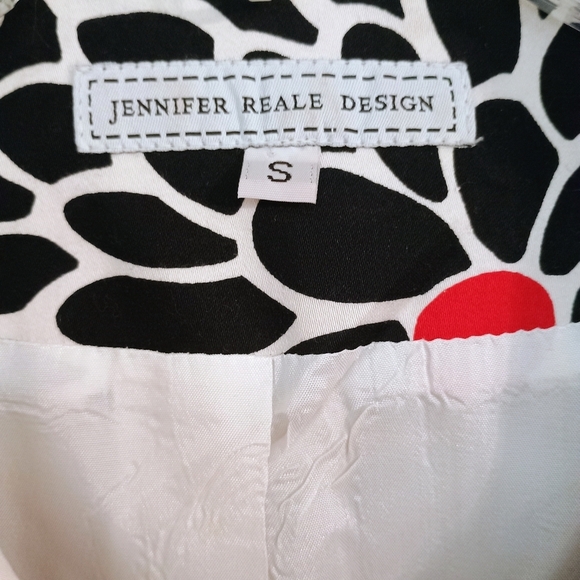 Jennifer Reale Design Long black Red Floral Retro Fabric Blazer Jacket Small - Picture 8 of 9